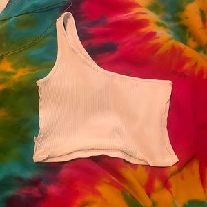 White one shoulder tank